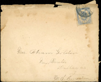 1895年西式封貼小判5錢1枚,銷橫濱95.SEP.8戳寄美國,背銷塔科馬95.OCT.20到戳