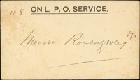 1894年上海書信館公務郵政封,封上印『ON L.P.O.SERVICE』,封背銷上海OC.19英文戳,罕見(Page 109)
