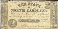 美國(AMERICA)北卡羅萊納州1866年2元匯票(14.5*7.3cm),簽用,80新(Page 109)