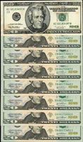 美國(AMERICA)安德魯·傑克遜像20美元23枚,包括:1996年1枚(微黃斑),2004年19枚,2013年3枚(中折),80-95新(Page 112)