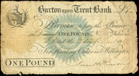 英國(GREAT BRITAIN)1817年特倫特河畔伯頓銀行ONE POUND匯票(16.5*9cm),簽用,數摺痕,70新(Page 112)