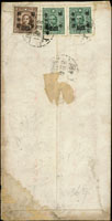 1947年上海寄台北航快封,貼國父像倫敦三版30元加蓋國幣改值800元一枚.百城二版2元加蓋國幣改值1000元二枚,銷上海1947.12.3中英文戳,臺北(癸)12.3到戳 註:符合1947.11.11-1947.12.10國內信函500元+航空1000元+掛快1300元=2800元 (參考價NT$ 1000元)