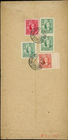 1948年新營寄新竹中式封,背貼國父像農作物一版限台貼用3元三枚.5元一枚.10元一枚,銷37年×.×,新營小圓戳,日期不清 (參考價NT$ 600元)