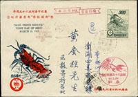 郵購服務紀念封掛號寄澎湖四美,貼郵購1全,銷台灣永和(甲)50.3.21日戳,另銷台灣澎湖(戊)50.3.22日到戳,因故退回台灣澎湖七美50.3.25日戳及台灣澎湖七美50.3.28戳 (參考價NT$ 500元)