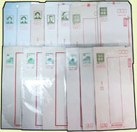 民國52-72年局印各版掛號郵資封共13件,均未使用,包括:韓目#106,#107,#108,#111,#112,#115,#116,#117,#118,#121,#122,#123,#124 (參考價NT$ 1000元)