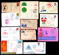 1954~1991年台灣套票局封72封,套票私封77封(大部份為新光郵鈔社封),低值局私封.外展封共110封,亞洋航簡實寄1件,第一屆國民大會第二次會議藍色空白封1封,大部份實寄,收件或寄件人為集郵家徐祖欽,套票封重點有:駿馬圖小全張.宋人嬰戲圖小全張.溪山漁隱圖.建國70年小全張.郵博館新廈落成小全張.郵票發行百年小全張.蔣公百年誕辰郵展小全張.羅漢圖小全張.四海同心小全張.二輪生肖小全張.77年版花卉小全張.蔣總統玉照.兒童節…等,品像混合,或有重複,總重約1.6Kg,歡迎親臨檢視或網上瀏覽全貌