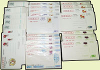 1992~1996年新中國賀年郵資片共29套,均全新未使用,包括:(1)賀年有獎明信片:1992年12片全5套,1993年12片全5套,1994年12片全5套,1995年12片全4套,1996年12片全6套;(2)1993年中國郵政賀年有獎明信片獲獎紀念(癸酉年)5片全4套(Page 277)