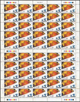 香港(HONG KONG)1993年科學與科技新票4全1版50套,面值共計HK$495元,原膠折版,些許齒緣或局部黃斑,VF-F