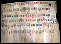 二戰前大正至昭和年間,日本國內互寄郵資片/明信片,約600片,銷各地名日戳,大多數戳清或可辨識,包含有賀年,部隊報平安,工商廣告,競選,家書…等內文,可反應其當時日本社會生活狀態;以上品種豐富,數量或有些微誤差,品相混合,VF-F,總重約1380g;歡迎親臨檢視或網上瀏覽
