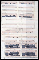 加拿大(CANADA)1984年蒙特婁全國郵票展覽會-各型式火車專題新票第(1)輯4全48套,另多32c雙連刷40對;第(2)輯4全84套,另多34c雙連刷2對;總面值共計CAD$253.16元,原膠少數背微黃點,大多數保存佳,VF-F;SCOTT#1036~1039,#1071~1074