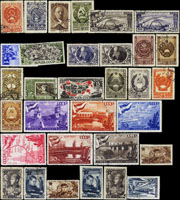蘇聯中期新舊票一組,含(1)1930年航空新票2全,SC#C12,C13;(2)1964年加蓋塔吉克共和國40週年紀念日1全直雙連新票,SC#2943;(3)1947年莫斯科基金會800週年紀念蓋銷小全張,SC#1145a;(4)1947年莫斯科建築新票15枚,部份沾黏,SC#1137-1151;(5)舊票71枚;以上目錄價值高,VF-F(Page 281)