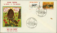 越南(VIET NAM)1973年牛年試印票2全,套票首封1件,銷CON TRAU 1973.12.20戳(Page 281)