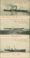 1904年比利時(BELGIUM)發行之船圖案郵資明信片9件,符誌為綠色陸軍徽章5C,圖案面印有不同船名,均未使用(Page 282)