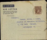 早期封片七件:(1)1948年奈及利亞(NIGERIA) 6PENCE航空郵簡3件,均為1950年由奈及利亞拉哥斯寄往英國利物浦;(2)1876年荷蘭威廉三世國王像5CENT郵資片寄印尼,銷戳不清;(3)1883年荷蘭威廉三世國王像5CENT郵資片,銷印尼SEMARANG 20.3.1883日戳;(4)1889年塞爾維亞米蘭國王一世像10para郵資片,未使用;(5)1875年瑞士赫爾維蒂明信片,銷BAHNPOST 2.XI.75.64 NO.43鐵路郵政戳;(6)1921年從曼谷寄往仰光信封,藉由火車寄遞,貼三橫連郵票銷BANGKOK.1*P(與暹羅文)橋式大圓戳,另銷RANGOON 7.JAN.1921日落地戳;(7)1924年寄曼谷暹羅西式封,貼郵票2枚銷第一烏沃爾曼谷1924.9.12紀念戳,背另銷曼谷(英文與暹羅文)1924.12.12日戳;(8)1949年台通運輸股份有限公司收款證1件,背貼國父像椰子樹印花稅票台幣5000元19枚.500元3枚,銷「印花」字樣菱形章
