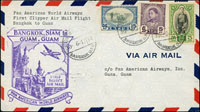 1947年曼谷寄關島首航封,貼泰國票3枚計郵資23分,銷曼谷1947.6.30,背機銷關島1947.JUL.3到戳(Page 283)