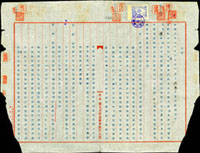 滿洲國康德5年(1938)契約一件,上貼滿洲帝國收入印紙高額1元,哈爾濱市公署銷印戳,下方角邊撕損(Page 285)