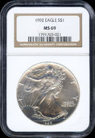 美國(AMERICA)1992年鷹揚ONE DOLLAR 1盎司銀幣,NGC MS#69(Page 22)
