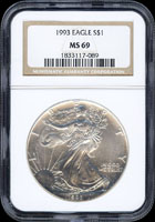美國(AMERICA)1993年鷹揚ONE DOLLAR 1盎司銀幣,NGC MS#69(Page 23)