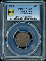 英國(GREAT BRITAIN)1787年6便士銀幣,品相好,PCGS AU#55金盾(Page 23)