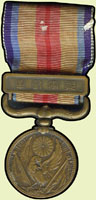 日本昭和15年(1940年)支那事變從軍紀念章 註:台籍日本兵(軍伕)於二次大戰期間被當時日本政府徵調至中國戰區,歷盡生死交關,最後僥倖活命返回台灣的極少數台籍日本兵(軍伕),也多數因戰事而傷殘。而<勳八等>則是當時日本政府所頒給這批極少數的台籍日本兵(軍伕)的勳章位階,每位均配有當時日本政府於昭和15年4月29日所頒授的所謂『支那事變從軍紀章』及『支那事變從軍紀章之證』與日本賞勳局之『軍恤金之證』,並造冊登於上奏原簿。(Page 29)
