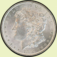 美國(AMERICA)1880年無記摩根1元銀幣,品相一流,UNC(Page 34)