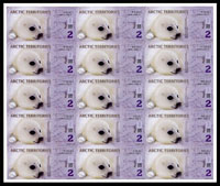 北極洲(ARCTIC)2010年海豹圖 2 POLAR DOLLARS未裁切15聯塑膠樣鈔,全新,附捲筒