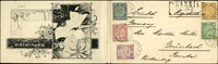 1910年蘇聯版雙摺式風景明信片封套,貼蟠龍1分,2分,3分,4分,5分各一枚,銷哈爾濱6.JUL.10漢英小圓戳,旁另銷哈爾濱掛號戳,寄德國(Page 21)