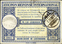 國際回郵券面值FR.2.5,銷售戳蓋LUXEMBOURG-GARE 30.6.39,使用戳銷上海7.11.39(Page 51)