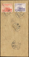 1948年無錫寄台北航空封,貼台灣光復紀念5000元及10000元各1枚,共15000元,銷無錫卅七年六月廿三日中英文戳,至台北卅七年六月廿四日,郵程一天到達 註:符合1948.6.11-1948.7.4國內平信5000元+航空10000元=15000元,此時期航空郵資只使用24天(Page 70)