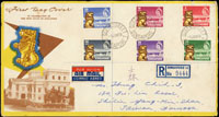 新加坡1959年New State Of Singapore 6全貼首日封,銷SINGAPORE 1JUN59首日戳航掛台灣,背銷士林(丙)四八年六月四日到戳 (參考價NT$ 100元)