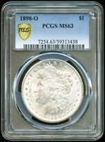 美國1898年摩根壹元銀幣,O版,PCGS MS63 金盾(Page 27)