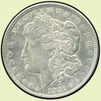 美國(AMERICA)1921年摩根ONE DOLLAR銀幣共3枚,含無記.S記.D記各1枚,XF-AU(Page 39)