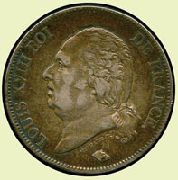 法國(FRANCE)1822年A記路易十八世圖 5 F銀幣,重24.8克,XF(Page 40)