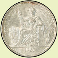 法屬安南(FRENCH INDO-CHINA)1927年貿易銀1 PIASTRE坐洋銀幣,A記,XF(Page 41)