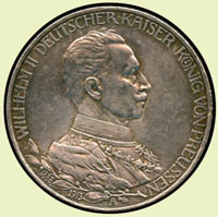 德國(GERMANY)1913年威廉二世圖DREI MARK銀幣,重16.7克,XF-AU(Page 41)