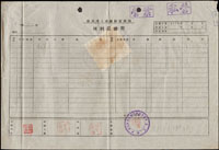 1950年鐵道部上海鐵路管理局採購單,共三張,均貼有印花(參考價NT$500元)