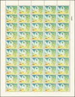 航15.雷虎特技航空郵票3全1大全張50套,原膠挺版,背面少數齒緣淡黃,2元右上枚背面沾黏小紙,VF-F(Page 209)