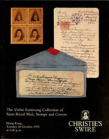 香港Christie's SWIRE 1993年10月Vichit Eurivong泰國皇家郵票信封專集拍目錄,共收錄244項,也有其他泰國郵票,泰國皇家的專集很少,有彩色印刷,平裝62頁,重約270克(Page 265)