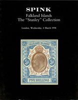 SPINK London 1998年3月Stanley的福克蘭群島(Falkland Island)郵票郵政史專拍目錄,收錄1849以來福克蘭群島的所有郵品共646項,齊全而品質好,全部彩色,平裝88頁,重約360克(Page 267)
