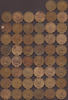 香港1955~1990年伊莉莎白二世一毫及貳毫銅幣各50枚,VF-XF