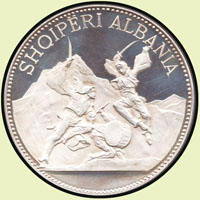 阿爾巴尼亞(ALBANIA)1970年舞劍圖25 LEKE銀幣,重83.7克,微氧化.磨痕,PROOF;Krause KM# 52.3(Page 44)