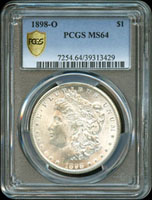 美國(AMERICA)1898年摩根壹元銀幣,O版,PCGS MS64 金盾(Page 45)