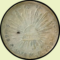 墨西哥(MEXICO)1878年鷹洋PI版8R銀幣,VF-XF(Page 48)