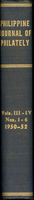 1950-1952年《菲律賓集郵雜誌》第3卷第1-6期,第4卷第1-6期,共12期合訂精裝成1冊,封皮.扉頁.內頁微黃斑.蛀,其中1內頁上方小揭薄,扉頁浮貼購買收據,整體保存不錯,重約1.03公斤
