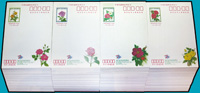 1999年迎接千禧年臺北郵票展覽紀念-花卉2.5元郵資片4片全,共190套,全新未使用,部份側邊淡黃