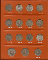 台灣1960~1982年流通硬輔幣1本,含鎳幣1元13枚,5元12枚,10元2枚,共27枚,F-VF