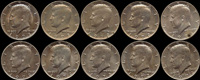 美國(AMERICA)1972年甘迺迪HALF DOLLAR鎳幣共10枚,UNC