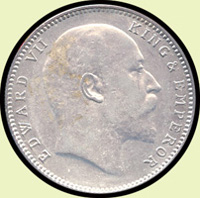 英屬印度海峽殖民地(INDIA-BRITISH)1907年愛德華七世1 RUPEE銀幣,重11.6克,AU,Krause KM#508(Page 26)
