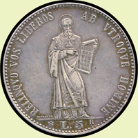 聖馬利諾(San Marino)1898年國徽圖5 L銀幣,重25克,AU,Krause KM#6(Page 27)