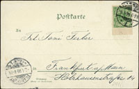 1899年孩子與兔圖彩色明信片,貼德郵5分1枚,銷1899.4.1戳,FRANKFURT1988.4.2到戳,ACCA Uncirculated#62(Page 130)